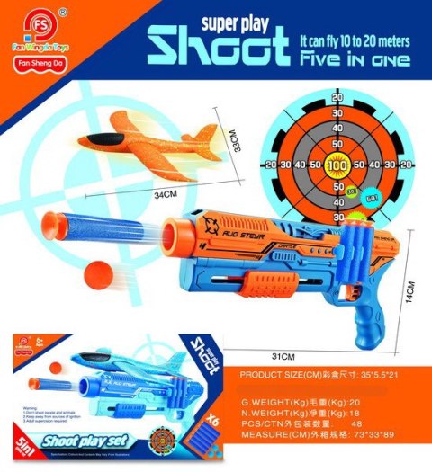 Pistolet z Wyrzutnią Samolotową 5w1 Niebieski Pistolet z Wyrzutnią Samolotową 5w1 Niebieski