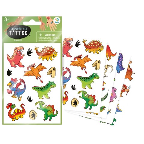 ZESTAW TYMCZASOWYCH TATUAŻY "DINOZAURY" 4 ARKUSZE Z KOLOROWYMI TATUAŻAMI ZESTAW TYMCZASOWYCH TATUAŻY "DINOZAURY" 4 ARKUSZE Z KOLOROWYMI TATUAŻAMI
