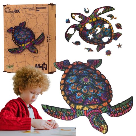 PUZZLE DREWNIANE UKŁADANKA DŁUGOWIECZNY ŻÓŁW ZESTAW PUZZLI A4 OZDOBA PUZZLE DREWNIANE UKŁADANKA DŁUGOWIECZNY ŻÓŁW ZESTAW PUZZLI A4 OZDOBA