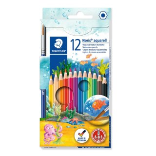 Kredki akwarelowe Noris Club sześciokątne z pędzelkiem 12 kol. Staedtler