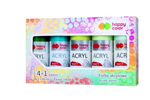 Farba akrylowa zestaw 5 kolorów x 60 ml kolory MIX E