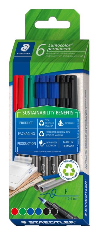 Foliopis Lumocolor F wodoodporny Eco line 6 szt. (2x9 2 x325) Staedtler