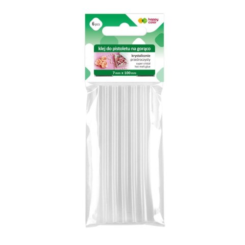 Klej do pistoletu na gorąco krystalicznie przezroczysty 7mm x 100mm 6szt