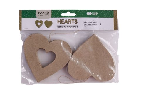 Kształty z papier mache HEARTS 2 szt 10x2.5cm