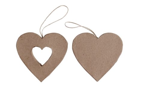 Kształty z papier mache HEARTS 2 szt 10x2.5cm