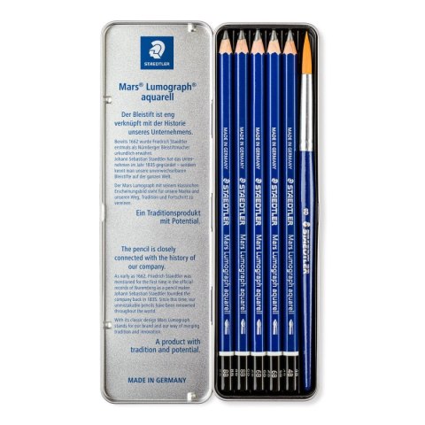 Ołówek akwarelowy Lumograph 5 szt: 4B 2x6B 2x8B + pędzelek metal Staedtler Ołówek akwarelowy Lumograph 5 szt: 4B 2x6B 2x8B + pędzelek metal Staedtler