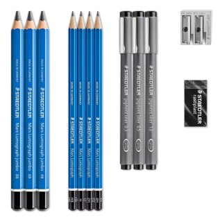 Zestaw Design Journey: 7 x ołówek 3 x pisak 308 temperówka gumka Staedtler