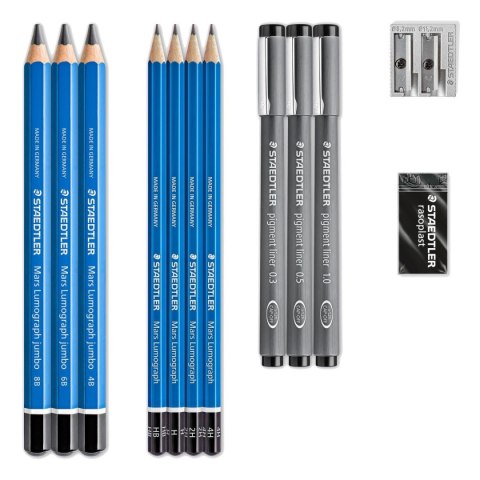 Zestaw Design Journey: 7 x ołówek 3 x pisak 308 temperówka gumka Staedtler Zestaw Design Journey: 7 x ołówek 3 x pisak 308 temperówka gumka Staedtler