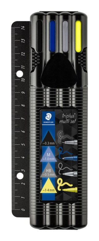 Zestaw Triplus czarne etui z linijką (334-9 437M-3 774 362-1) Staedtler