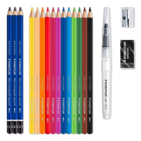 Zestaw kredki akwarelowe 12 ko 3x ołówek gumka temperówka blender Staedtler Zestaw kredki akwarelowe 12 ko 3x ołówek gumka temperówka blender Staedtler