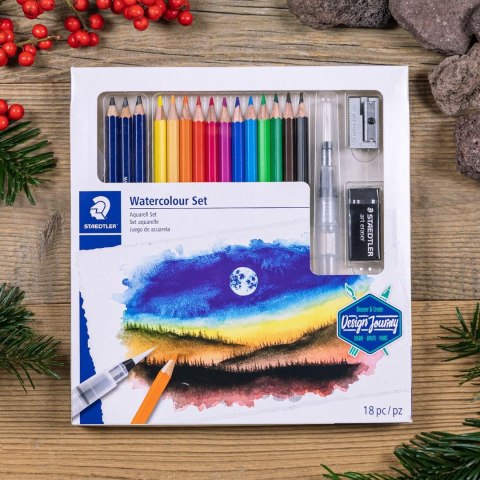 Zestaw kredki akwarelowe 12 ko 3x ołówek gumka temperówka blender Staedtler Zestaw kredki akwarelowe 12 ko 3x ołówek gumka temperówka blender Staedtler
