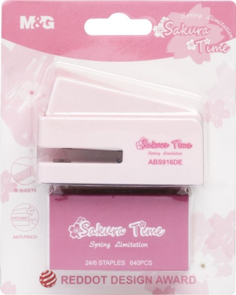 Zszywacz mini Sakura + zszywki 24/6 20 kartek głębokość zszywania 35mm MG