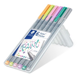 Cienkopis triplus trójkątny 0.3 mm 6 kol. pastelowych w etui box Staedtler