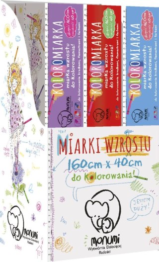 Display (counter) KOLOROMIARKI wzrostu r XL 6 szt. 5 różnych wzorów Monumi
