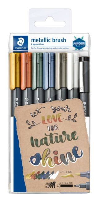 Flamaster pędzelkowy Metallic brush do Bullet Journal miks 6 kol. Staedtler