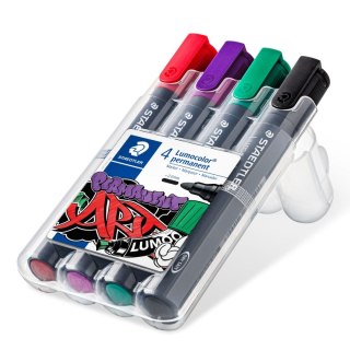 Marker Lumocolor ART wodoodporny okrągła końcówka 4 kol. w etui Staedtler