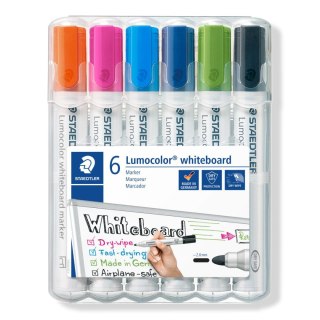 Marker Lumocolor whiteboard okrągły 6 kol (4 20 30 3 53 9) w etui Staedtler