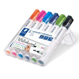 Marker Lumocolor whiteboard okrągły 6 kol (4 20 30 3 53 9) w etui Staedtler
