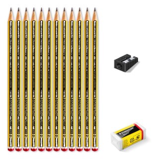 Ołówek Noris 12 szt. HB + gratis: gumka + temperówka Staedtler
