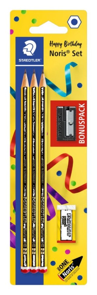 Ołówek Noris 3 szt HB + gumka + temperówka blister Staedtler