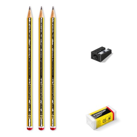 Ołówek Noris 3 szt HB + gumka + temperówka blister Staedtler