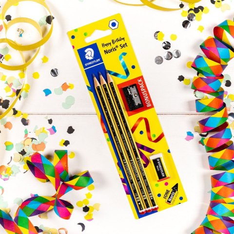 Ołówek Noris 3 szt HB + gumka + temperówka blister Staedtler