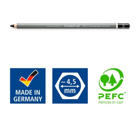 Węgiel w ołówku Mars Lumograph carcoal Design Journey S M H Staedtler