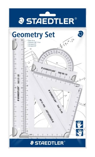 Zestaw przyborów do matematyki linijka kątomierz 2 x ekierka Staedtler