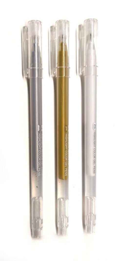 Długopis żelowy 06mm zestaw 3 kol: złoty srebrny biały MG Długopis żelowy 06mm zestaw 3 kol: złoty srebrny biały MG