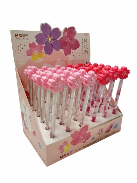 Długopis żelowy SAKURA z ozdobnym kwiatem niebieski 05 36szt w displayu MG Długopis żelowy SAKURA z ozdobnym kwiatem niebieski 05 36szt w displayu MG