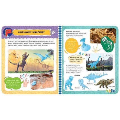 Album z naklejkami. Tajemnicze dinozaury. Ciekawostki dla dzieci