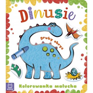 Kolorowanka malucha z grubym obrysem. Dinusie