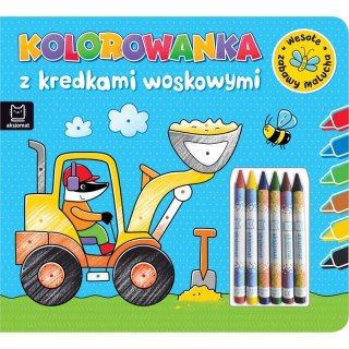 Kolorowanka z kredkami woskowymi. Wesołe zabawy malucha. Książeczka niebieska