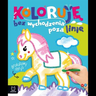 Koloruję bez wychodzenia poza linię. Brokatowy obrys. Z konikiem