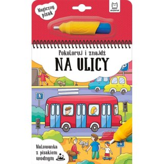 Pokoloruj i znajdź na ulicy. Malowanka z pisakiem wodnym