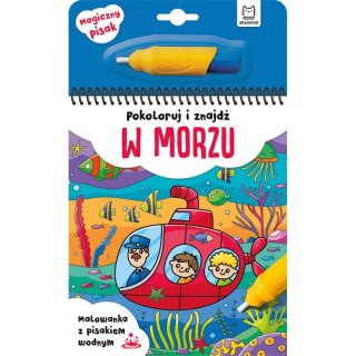 Pokoloruj i znajdź w morzu. Malowanka z pisakiem wodnym
