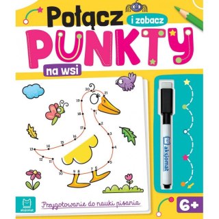 Połącz punkty i zobacz! Na wsi. Przygotowanie do nauki pisania. Ścieralny pisak