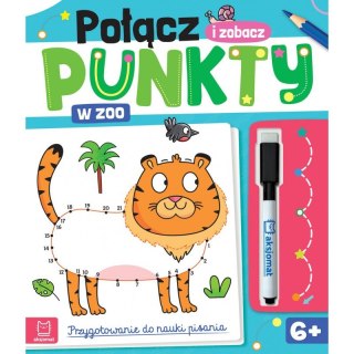 Połącz punkty i zobacz! W zoo. Przygotowanie do nauki pisania. Ścieralny pisak