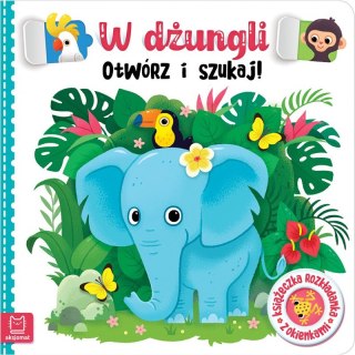 W dżungli. Otwórz i szukaj! Książeczka rozkładanka z okienkami