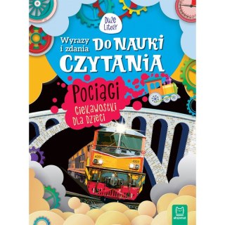 Wyrazy i zdania do nauki czytania. Duże litery. Pociągi. Ciekawostki dla dzieci