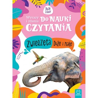 Wyrazy i zdania do nauki czytania. Duże litery. Zwierzęta duże i małe