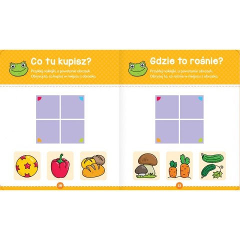 Zabawy malucha z żabką. Aktywizująca książeczka z naklejkami puzzlami Zabawy malucha z żabką. Aktywizująca książeczka z naklejkami puzzlami