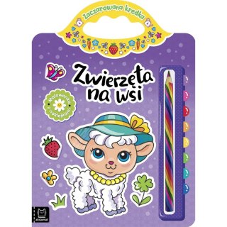 Zwierzęta na wsi. Malowanka z naklejkami. Zaczarowana kredka