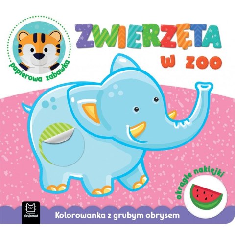 Zwierzęta w zoo. Kolorowanka z grubym obrysem, okrągłe naklejki Zwierzęta w zoo. Kolorowanka z grubym obrysem, okrągłe naklejki