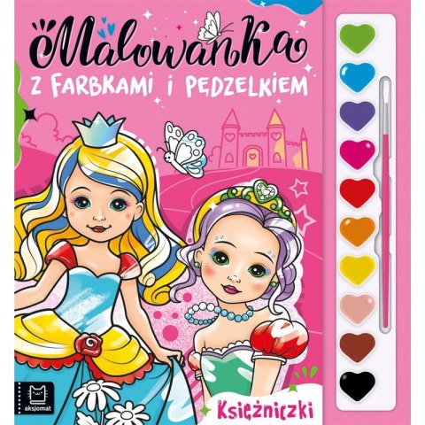 Malowanka z farbkami i pędzelkiem. Księżniczki Malowanka z farbkami i pędzelkiem. Księżniczki