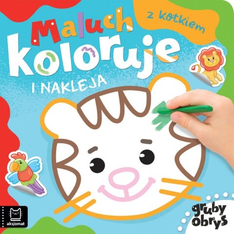 Maluch koloruje i nakleja z kotkiem. Gruby obrys Maluch koloruje i nakleja z kotkiem. Gruby obrys