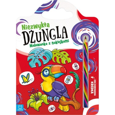 Niezwykła dżungla. Malowanka z naklejkami. Zaczarowana kredka Niezwykła dżungla. Malowanka z naklejkami. Zaczarowana kredka