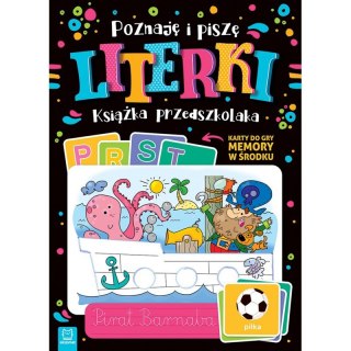 Poznaję i piszę literki. Książka przedszkolaka. Karty do gry memory w środku