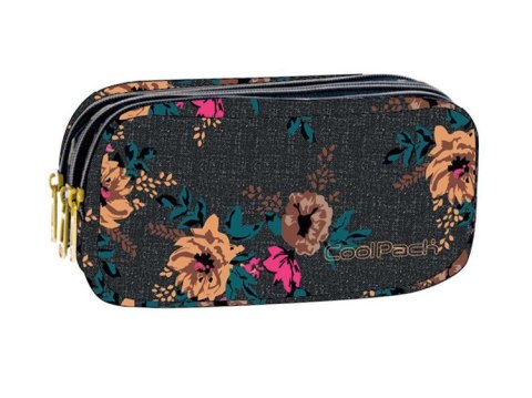 COOLPACK - PRIMUS - SASZETKA POTRÓJNA - Grey denim flowers - prostokątna COOLPACK - PRIMUS - SASZETKA POTRÓJNA - Grey denim flowers - prostokątna