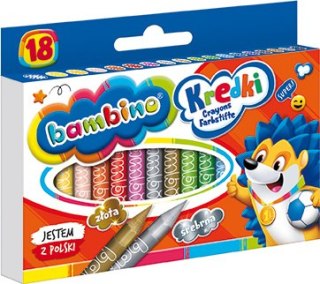 Kredki BAMBINO 18 kolorów +temperówka ZWIERZAKI UCZNIAKI do szkoły wyprawka